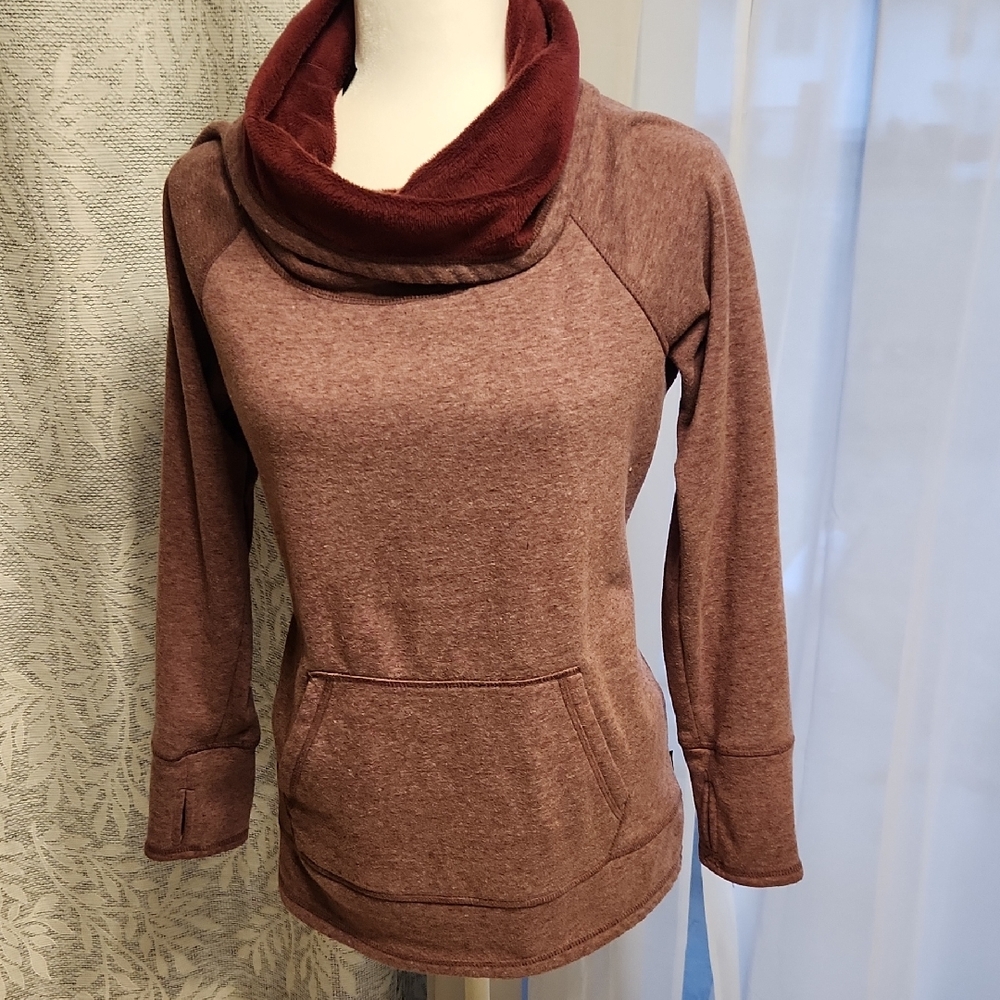 RBX Women's Two-Tone Maroon Cowl Neck Pullover